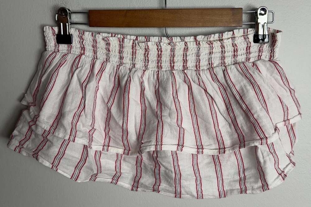 American Eagle AEO Striped Ruffled Crop Top or Mini Skirt White Red Navy Size M